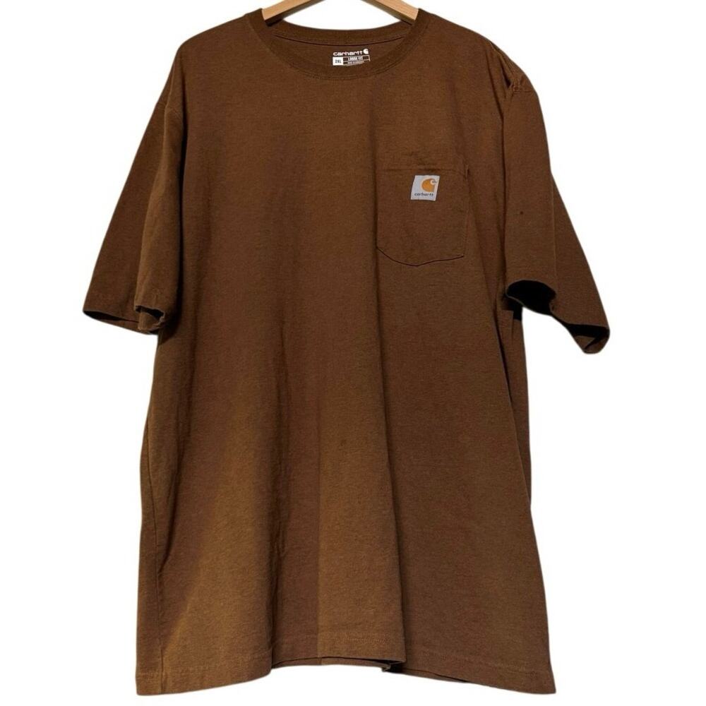 Carhartt Men's K87-M T-Shirts Brown Crew Neck Short Sleeve Loose Fit Size 2XL